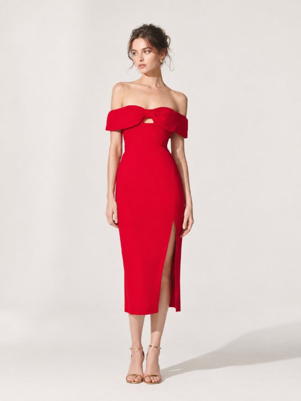SELF-PORTRAIT Red Bow Midi Dress NEW NWT $510 MSRP